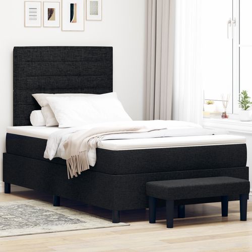 Vidaxl Lit À Sommier Avec Matelas Et Banc Noir 120x190 Cm Tissu