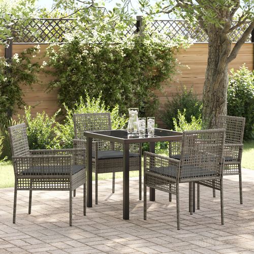 Vidaxl Set De Jardin 5 Pièces Avec Coussins Gris Poly Rattan