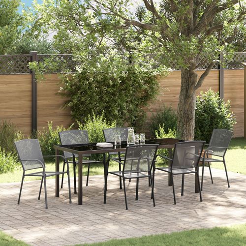 Vidaxl Set De Salle À Manger De Jardin 7 Pièces En Acier Anthracite
