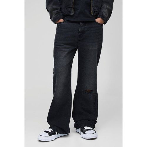 Jean Large Délavé Noir Déchiré Homme - Bleu - 32r, Bleu