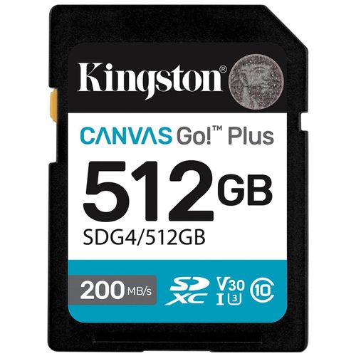 Kingston Canvas Go! Plus - Carte mémoire flash - 512 Go - Video Class V30 / UHS-I U3 / Class10 - SDXC UHS-I