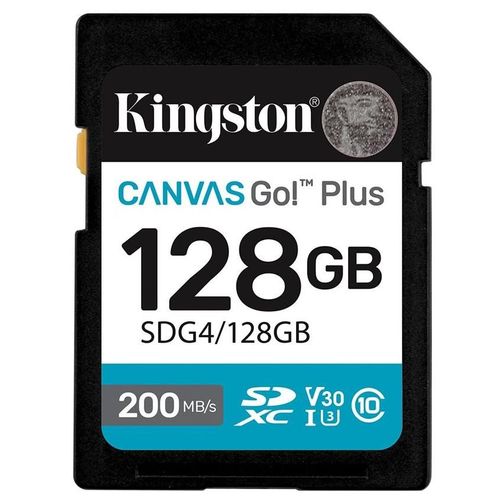 Kingston Canvas Go! Plus - Carte mémoire flash - 128 Go - Video Class V30 / UHS-I U3 / Class10 - SDXC UHS-I