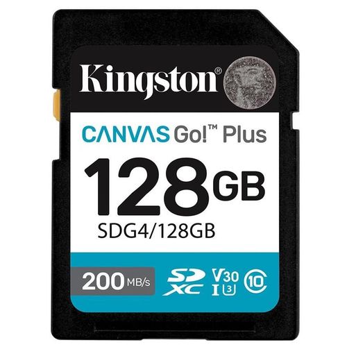 Kingston Canvas Go! Plus - Carte mémoire flash - 128 Go - Video Class V30 / UHS-I U3 / Class10 - SDXC UHS-I