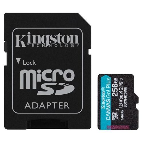 Kingston Canvas Go! Plus - Carte mémoire flash (adaptateur microSDXC vers SD inclus(e)) - 256 Go - A2 / Video Class V30 / UHS-I U3 / Class10 - microSDXC UHS-I
