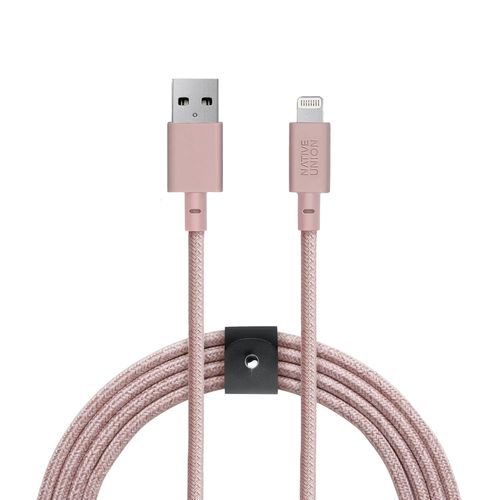 Hamiltion-Câble Belt Xl-Câble De 3 Mètres Ultra Solide Renforcé De [Certifié Mfi] Câble Lightning À Usb Avec Courroie Compatible Avec Iphone 14, Iphone 13 Et Versions Antérieures (Rose)