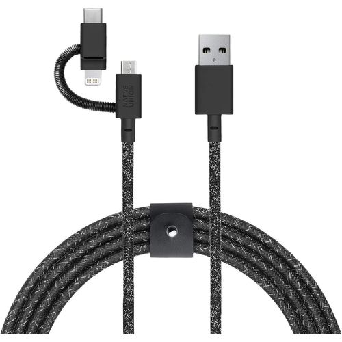 Hamiltion-Belt Câble Universel-Câble De Chargement Renforcé Ultra Résistant De 2 M [Certifié Mfi] Avec Adaptateur 3 En 1 Pour Appareils Lightning, Usb-C Et Micro-Usb (Cosmos)