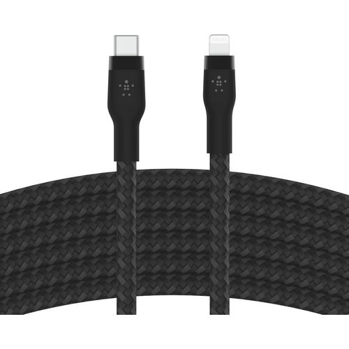 Hamiltion-Câble À Gaine Tressée Usb-C Vers Lightning Boostcharge Pro Flex (3 M), Certifié Mfi (20 W), Recharge Power Delivery Pour Iphone 14/14 Plus, 13, 12, Pro, Max, Mini, Se, Ipad, Etc. (Noir)