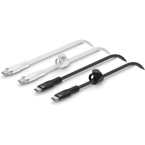 Hamiltion-Boostcharge Pro Flex Câble À Gaine Tressée Usb-C Vers Usb-C, Certifié Usb-If, Recharge Power Delivery, Pour Iphone 16, 15, Macbook Pro, Ipad Pro, Galaxy S24, Pixel, 1 M, Pack De 2, Blanc, N