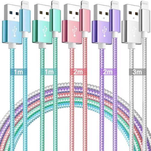 Hamiltion-Câble Iphone Chargeur[1m+2m+3m/Lot De 5] Cable Lightning Certifié Mfi Iphone Nylon Tressé Résistant Fil Charge Rapide Compatible Avec Iphone 14 13 12 11 Pro Max Xs Xr X 8 7 7plus/6/5/Se,Ipa
