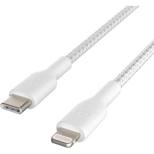 Hamiltion-Câble Usb-C Vers Lightning À Gaine Tressée (Câble De Recharge Rapide Pour Iphone 14 Et Modèles Antérieurs; Câble Boost Charge Usb-C Certifié Mfi ; 2 M, Blanc)