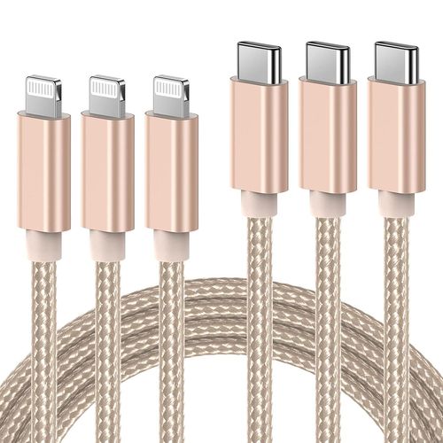 Hamiltion-Câble Usb C Vers Lightning 2m, Chargeur Rapide Iphone Mfi Certifié Lot De 3 Câble Nylon Tressé,Usb C Cordon Power Delivery Compatible Avec Iphone 11 12 Pro Se 2020 X Xr Xs 8 Plus Ipad Pro,O