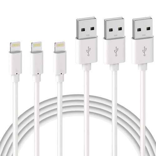 Hamiltion-Lot De 3 Câble De Chargeur Iphone 2m/6ft, Câble Lightning Mfi Certifié, Usb Fil Lightning Cordon Chargeur Compatible Avec Iphone 11 12 13 Pro Max Xr X Xs 8 Plus 8 Ipad Pro