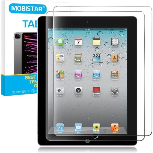 Hamiltion-Mobistar Lot De 2 Films De Protection D'Écran Pour Ipad 2 3 4 (Modèles Les Plus Anciens), Film En Verre Trempé Pour Ipad 2E, 3E Et 4E Génération 9,7"", Dureté 9H, Transparent Cystral