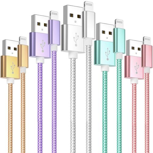 Hamiltion-Câble Iphone Chargeur, [1m+2m+3m] 5pack Certifié Mfi Câble Lightning Coloured Nylon Braid Avec Connecteur Ultra Résistant Compatible Avec Iphone 14/13/12/11/11 Pro/X/Xs/Xr/8/8 Plus/7/7 Plus