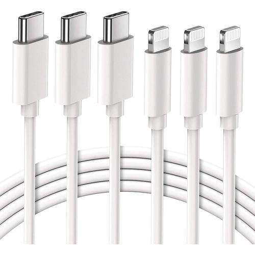 Hamiltion-Lot De 3 Mfi Câbles De Chargeur Usb C Vers Lightning Charge Rapide, 2m Câble Pour Iphone 12 13 14 Mini 11 Pro X Xr 8, Chargeur Ipad Pro Air, Fil C-Lightning Blanc