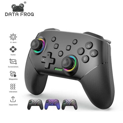 Data Frog-Manette Sans Fil Pour Nintendo Switch, Oled, Lite Console Pro, Gamepad Avec Batterie 1000mah, Fonction Turbo Programmable Thunder Light
