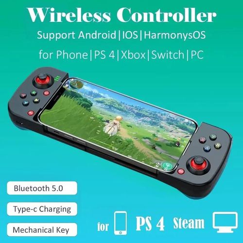 Sans Fil Bt 5.0 Extensible Contrôleur De Jeu Pour Téléphone Portable Android Ios Gamepad Joystick Manger Poulet Gamepad Pour Ps4 Commutateur Pc Red Blue