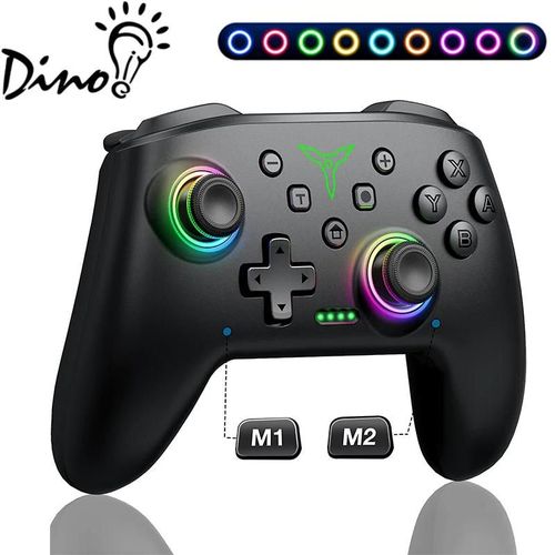 Dinofire Rgb Contrôleur Bluetooth Sans Fil Pour Nintendo Switch/Switch Oled/Switch Lite/Pc/Mobile Manette De Jeu Multifonction Joystick White