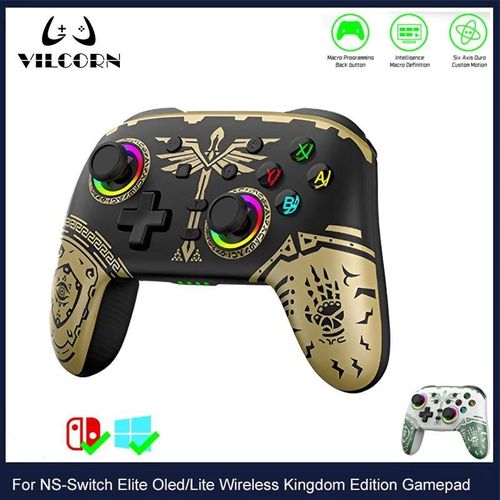 Manette De Jeu Sans Fil Pour Contrôleur Pro Switch Elite Bt Pour Nintendo Switch Oled/Lite Joyestick Pour Pc/Steam Deck Avec 6 Axes Gold