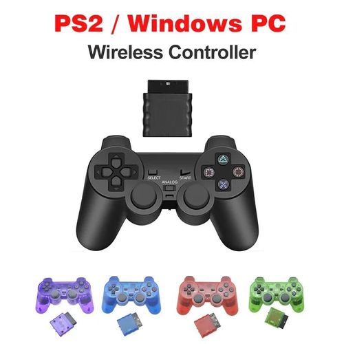 Contrôleur Sans Fil Pour Manette De Jeu Ps2/Ps1, Double Choc De Vibration Pour Sony Playstation 2, Joypad, Joystick Controle Usb, Console De Jeu Pc Violet
