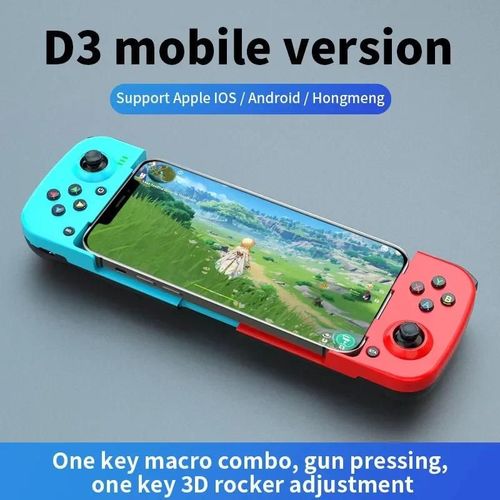 Contrôleur De Jeu Mobile Télescopique D3 Bt 5.0, Joystick De Jeu De Poulet Mobile Adapté Au Commutateur Pubg/Ps4/Ps3/Pc/Ios/Android Blue