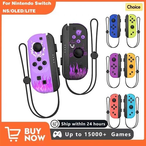 Contrôleur Sans Fil Pour Nintendo Switch Ns/Oled/Lite Manette De Jeu Manette Double Vibration Turbo Télécommande 6 Axes Gyro L/R Joypad Blue Yellow Strap