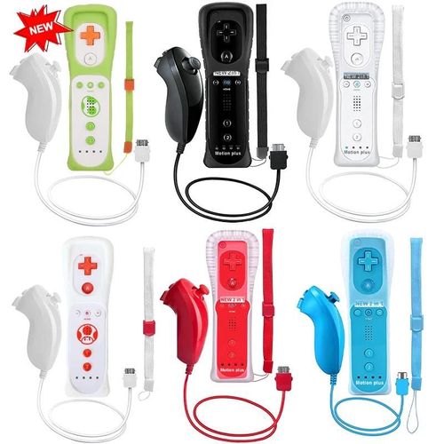 2 En 1 Pour Nintendo Wiimote Construit Dans Le Mouvement Plus À L'intérieur Du Contrôleur De Manette Pour Contrôleur Wii Pour Télécommande Wii Et Nunchuck As Picture Shows China
