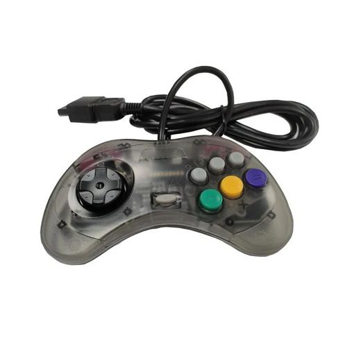 Contrôleur De Jeu Filaire Noir Transparent, Console Sega Saturn Ss