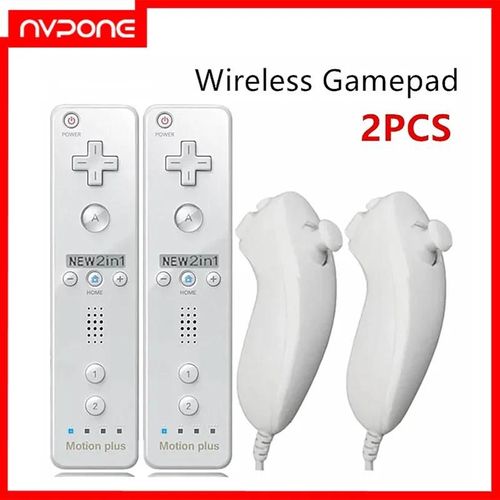 Une Paire De Télécommandes Avec Contrôleur Nunchuck Pour Console Wii, Manette De Jeu Sans Fil Motion Plus Pour Le Contrôle Des Jeux Nintendo Wii Green Red- 2 Set