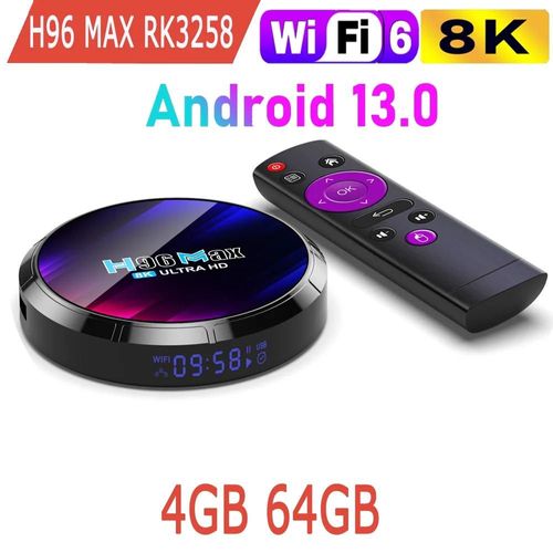 Boîtier TV Android 13.0 RK3528 Quad Core Rockchip 2.4G 5G WIFI6 BT5.0 LAN 100M lecteur multimédia mondial H96 MAX 4GB 64GB MX3PRO Ua Plug
