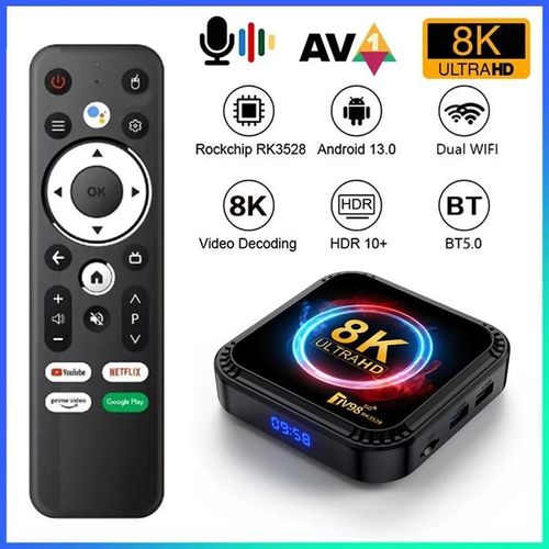 Boîtier Smart TV RK3528 Ultra HD, Android 13, 4 Go/32 Go/64 Go, 4G/5G, lecteur multimédia décodeur connecté avec WiFi, Bluetooth, pour touristes tv98rk3528box4g128g Uk Plug