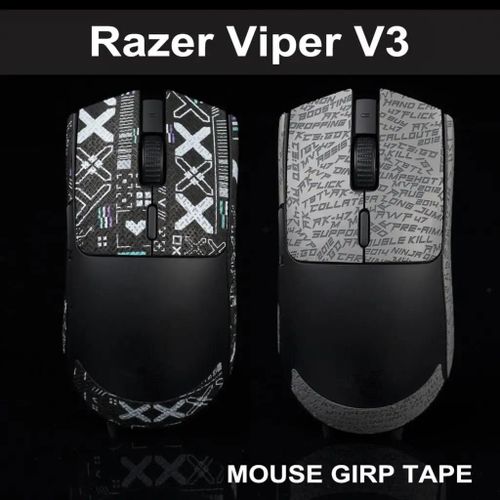 T BTL Gamer souris Grip bande patin autocollant pour Razer Viper V3 antidérapant peau de lézard sucer la sueur pré-coupé facile à installer PC de jeu EVA White Purple