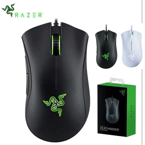 Razer-Souris de jeu filaire DeathAdder Essential, 6400 ug I5, boutons indépendants, ordinateur portable PC Gamer White