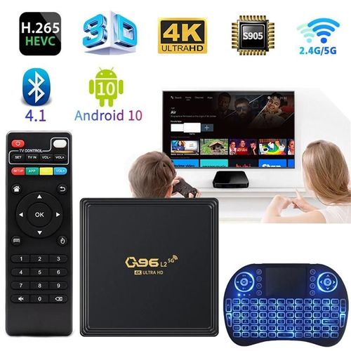 Lecteur multimédia intelligent Q96 Inj TV Box, Android 10, Amlogic S905, Façades Core, 4K, 3D, HDR10, H. 265, 4G, 5G, Touristes, WiFi, 8 Go, 128 Go, BT 4.1, Iptv TV 1GB 8GB keyboard Ue Plug CHINA