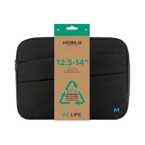 Mobilis RE.LIFE - Housse d'ordinateur portable - écologique, avec pochette pour accessoires - 12.5" - 14" - noir