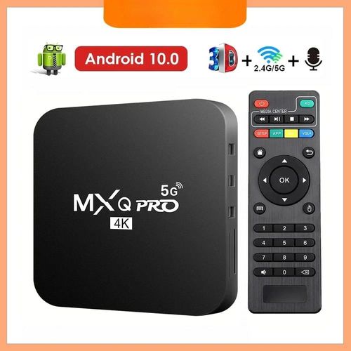 MXQPRO TV Box Android 10 4K HD Support vidéo 2.4G/5G WiFi Bluetooth H.256 3D vidéo Home cinéma décodeur lecteur multimédia Ue Plug 1GB 8GB TV BOX