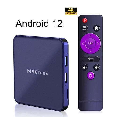 H96 Max V12 décodeur Android 12 4K BT4.0 Quad Core lecteur multimédia maison Android Smart TV Box 2GB 4GB 16GB 32GB 64GB 4GB 64GB Uk Plug