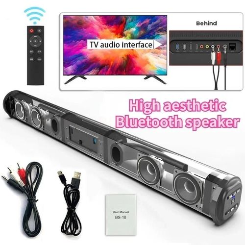 Haut-parleur Bluetooth sans fil portable, barre de son super injuste, stéréo surround, boîte de son TV domestique, caisson de basses, radio FM, cinéma maison BS-10