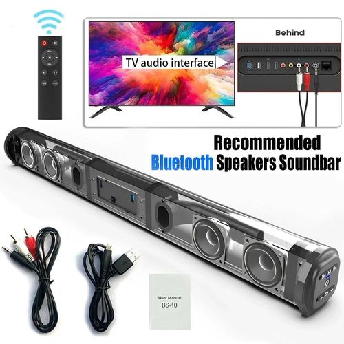 Barre de son Blaster Bluetooth haut-parleur bureau maison TV extérieur Super puissance son TV projecteur caisson de basses barre de son Portable BS-10 Black