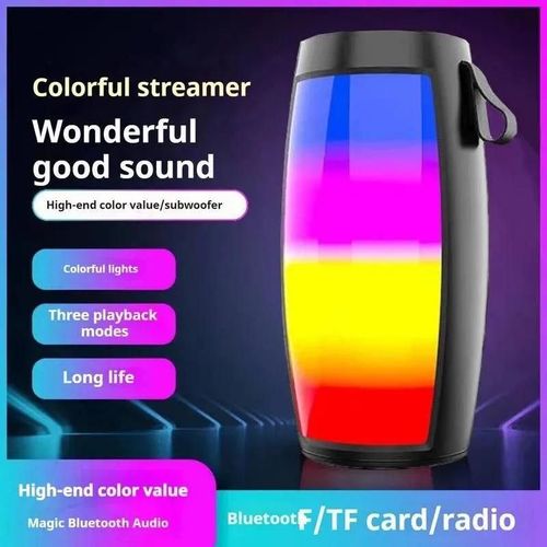 Nouveau 1202 haut-parleur Bluetooth 5.3 haut-parleur sans fil Super basse téléphone portable nuit coloré ordinateur TF carte cadeau Bluetooth Audio ¿ Black