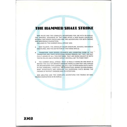 [ Livre / Jeu De Rôle ] The Hammer Shall Strike (Psi World Rpg / Role Playing Game) Fantasy Games Unlimited Fgu 2302 ( 1985 )