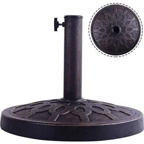 Costway Base De Parasol Rond En Résine Bronze Support Pour Parasol Pour Diamètre De 38mm Ou 48mm Pour Terrasse, Cour, Jardin