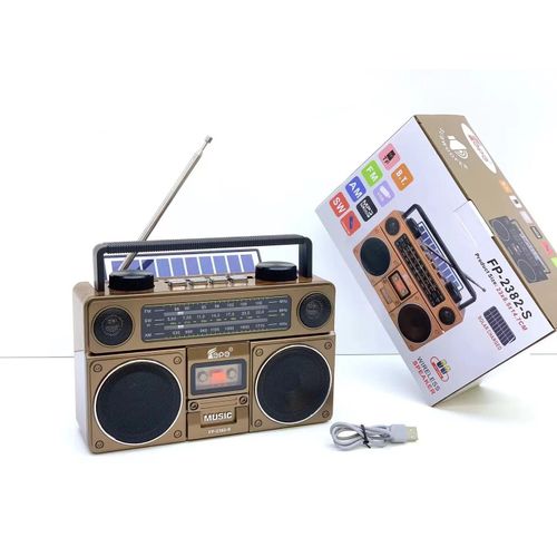 Multi-fonction Rétro Radio AM FM SW 3 Bande avec Panneau Solaire HIFI Stéréo Portable Vintage Sans Fil Bluetooth Haut-Parleur FP-2382-S 1 piece-random color