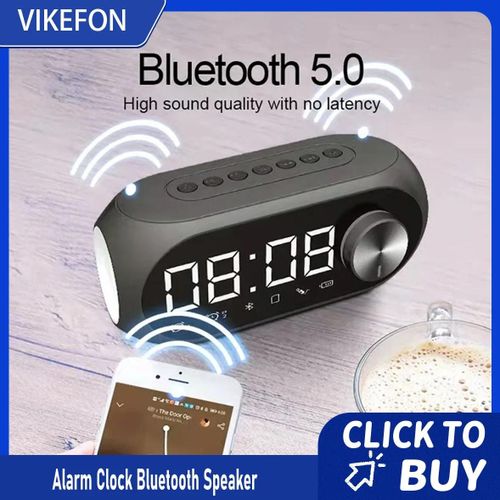 Réveil Portable Bluetooth haut-parleur Radio FM caisson De basses sans fil boîte De son musique Mini Woofers Caixa De Som Coluna lampe Bocina white