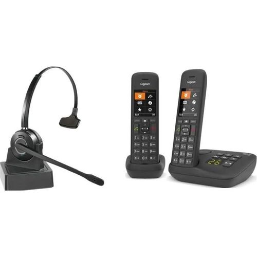 Cleyver - 2 Téléphones GIGASET C575A et Casque ODHW10 - DECT - Noir