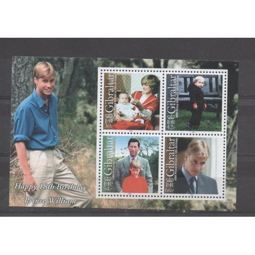 Gibraltar Timbre Anniversaire Du Prince William 2000