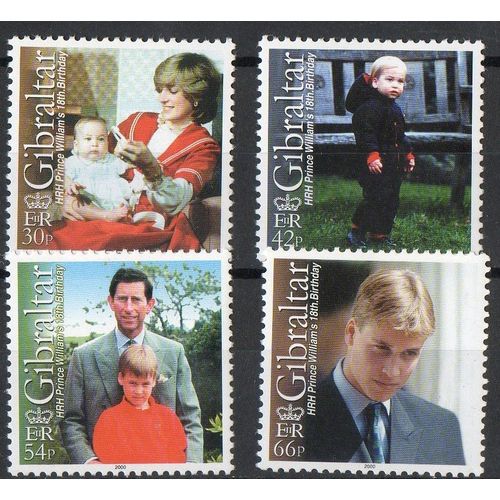 Gibraltar Timbres Anniversaire Du Prince William 2000