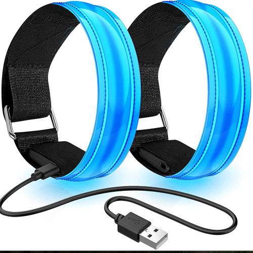 Brassard de nuit réfléchissant,USB LED lumineux,pour course à pied,cyclisme,ceinture de sécurité,sport de plein air- 1PC Blue-B1