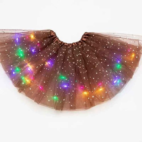 Jupe Tutu Lumineuse À Paillettes Et Étoiles En Tulle Pour Femme,Costume De Ixd'halloween Pour Fille- Marron-40cm For Adults
