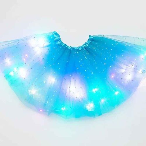 Jupe Tutu Lumineuse À Paillettes Et Étoiles En Tulle Pour Femme,Costume De Ixd'halloween Pour Fille- Bleu Ciel-40cm For Adults